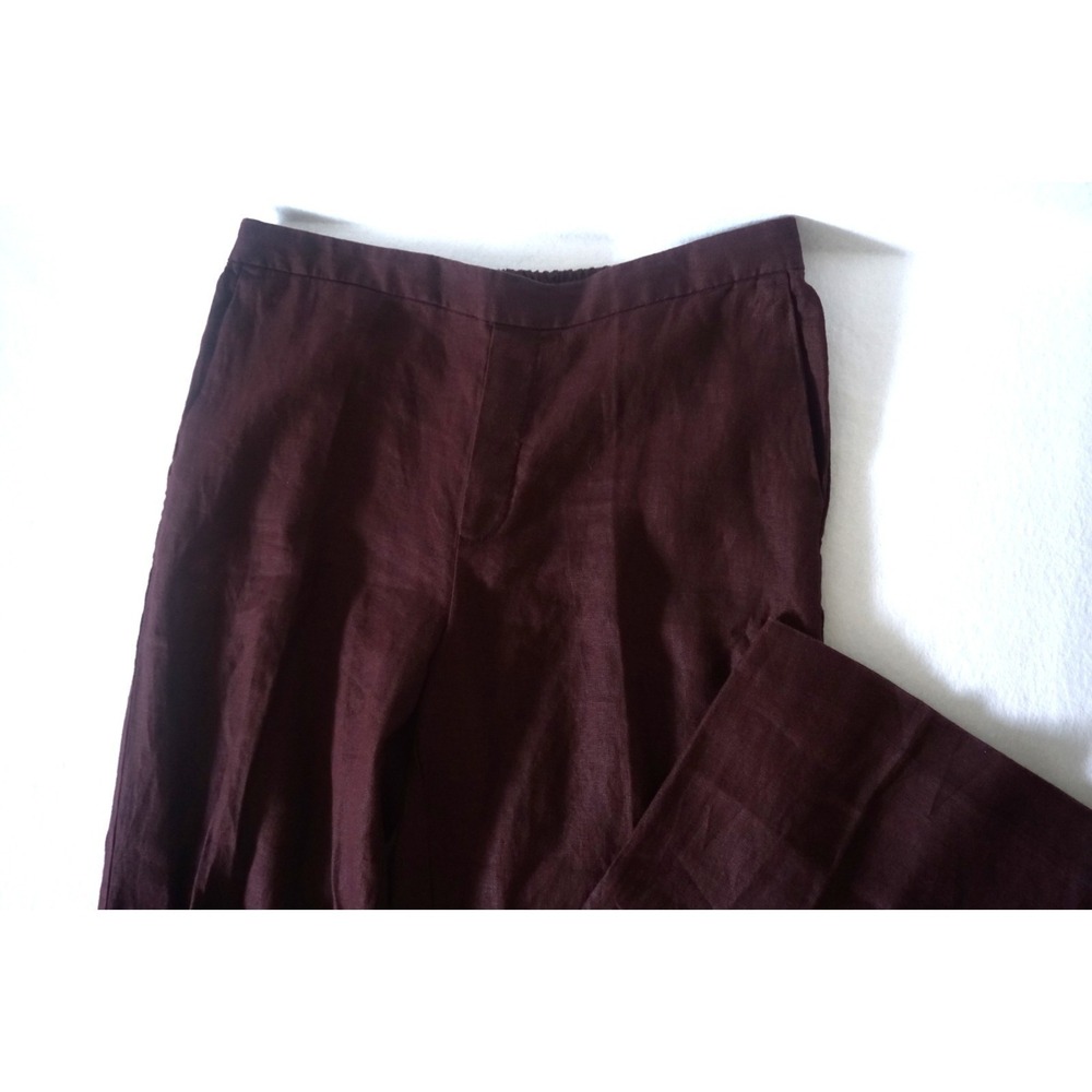 Madewell Maroon Easy Pull-On Pant in 100% Linen, Size Large, AG1.C1000 - Picture 6 of 10